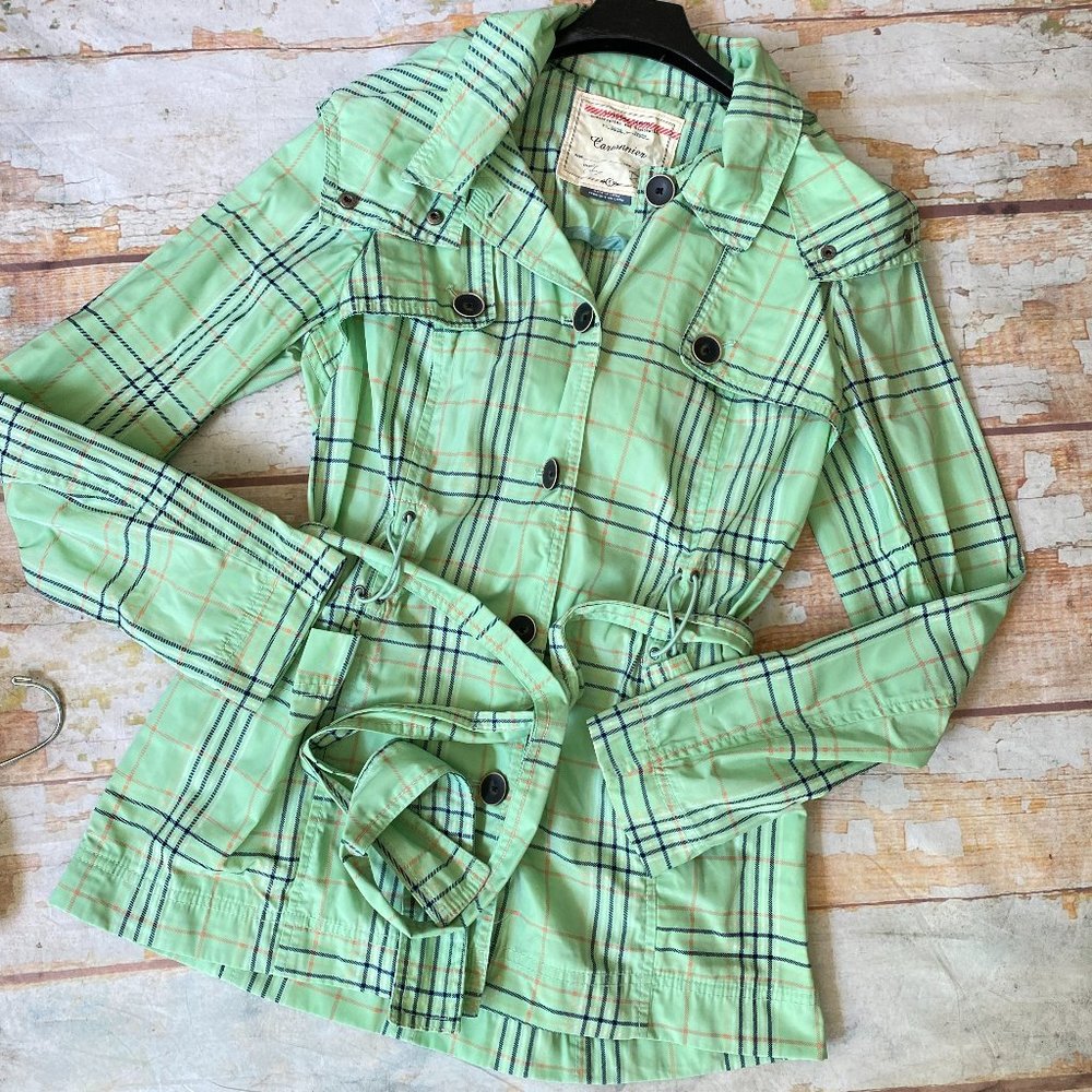 Cartonier plaid green rain jacket size S